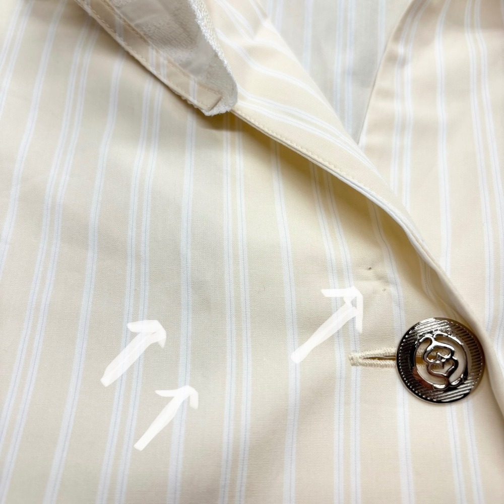 Sandro Cintia Gathered Striped Cotton Mini Shirt Dress Ruffle Collar‎ Size 40 - Picture 4 of 14
